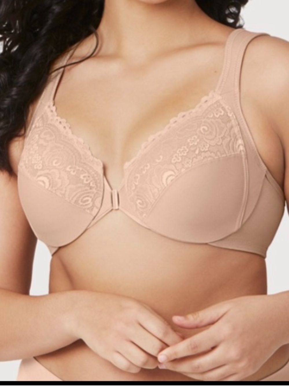Glamorise Front-Closure Front WondeWire Cafe Beige Bra NEW - Picture 1 of 11